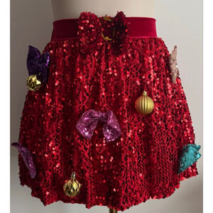 Women's Love On A Hanger Red Sequin Christmas Mini Skirt XS